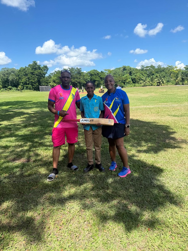 Presenting a new bat to a young player